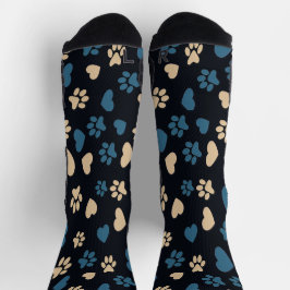 Cat Paw Prints and Hearts Pattern Socks Socken