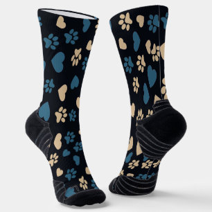 Cat Paw Prints and Hearts Pattern Socks Socken