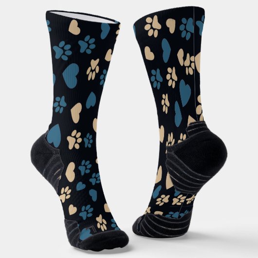 Cat Paw Prints and Hearts Pattern Socks Socken (Gewinkelt)