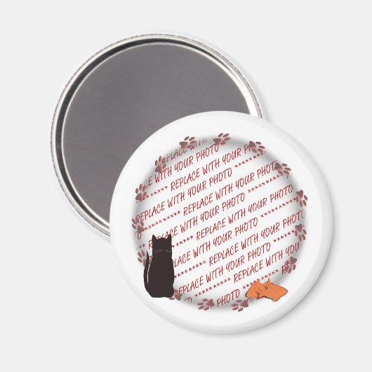 Cat Paw Prints Foto Frame Magnet (Vorderseite/Rückseite)