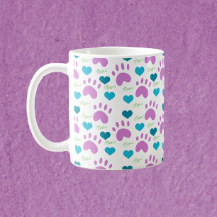Cat Paw Prints Halbdunkel Muster Pink Aquamarin gr Kaffeetasse