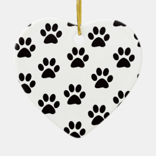 Cat Paw Prints Heart Ornament