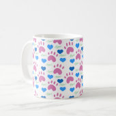 Cat Paw Prints Hearts Meow Pink Blue Green Kaffeetasse (Vorderseite Links)