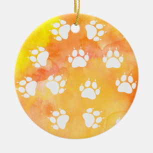 Cat Paw Prints Keramik Ornament