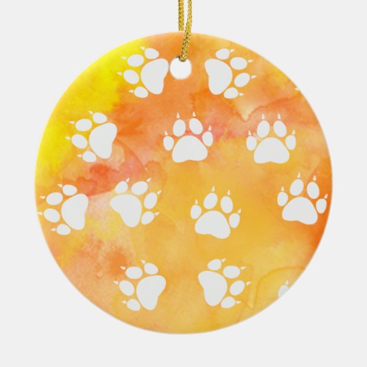 Cat Paw Prints Keramik Ornament (Vorne)