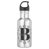 Cat Paw Prints Monogramm Wasser Flasche Edelstahlflasche (Vorderseite)