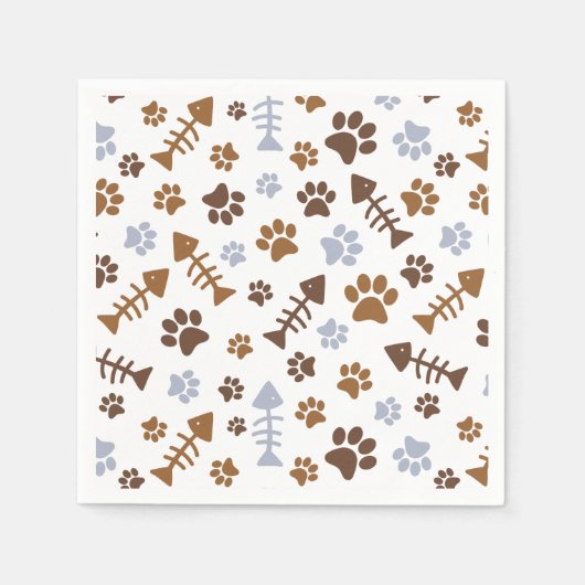 Cat Paw Prints Muster Serviette (Vorderseite)