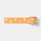 Cat Paw Prints Walking on Light Orange 3" Satinband (Vorderseite)