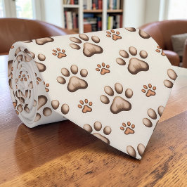 Cat Paw Retro Neutral Colored Custom Tie Krawatte