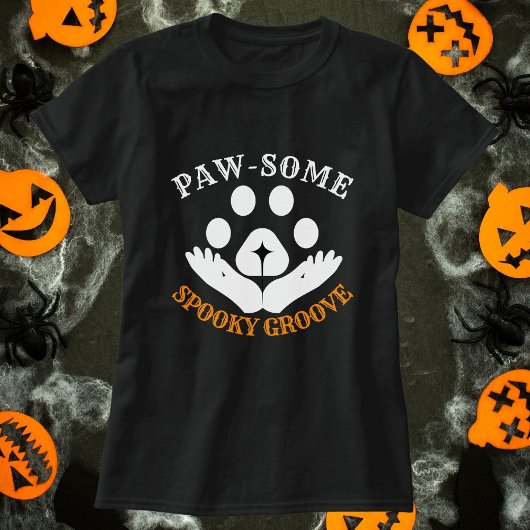 Cat Paw Spooky Groove Modernes Personalisieren Hal T-Shirt