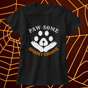 Cat Paw Spooky Groove Modernes Personalisieren Hal T-Shirt