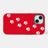 Cat Paw Trace Muster anpassbar iPhone 15 Hülle (Rückseite (Horizontal))