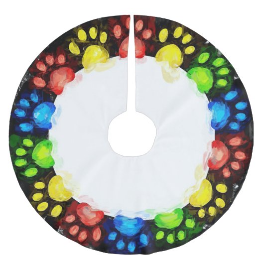 Cat Paws Circle Polyester Weihnachtsbaumdecke (Vorderseite)