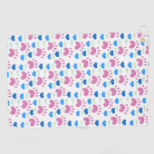 Cat Paws Hearts Hand Drawn Pattern Pink Blue Golfhandtuch (Horizontal)