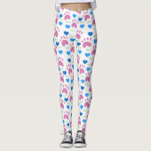 Cat Paws Hearts Meow Pink Blue Green Pattern Leggings (Vorderseite)