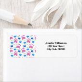 Cat Paws Hearts Pink Personalize Return Address (Insitu)