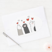 cat paws ovaler aufkleber (Umschlag)