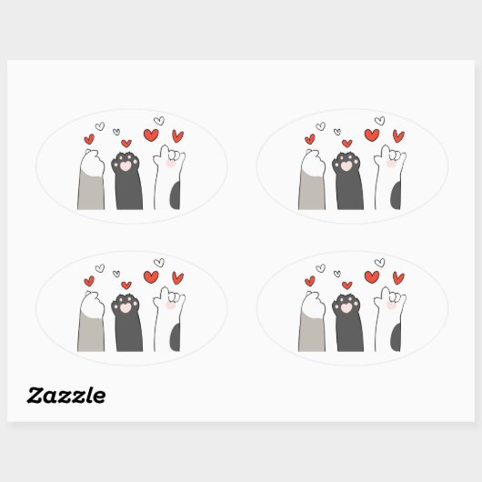 cat paws ovaler aufkleber (Blatt)