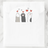 cat paws ovaler aufkleber (Tasche)