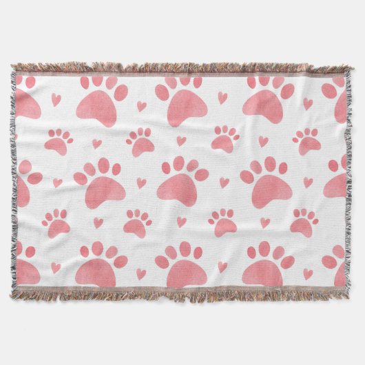 Cat Paws Watercolor-Muster Decke (Vorderseite)