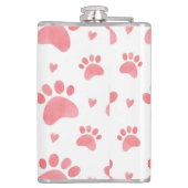 Cat Paws Watercolor-Muster Flachmann (Rückseite)