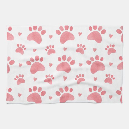 Cat Paws Watercolor-Muster Geschirrtuch (Horizontal)