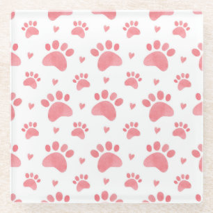 Cat Paws Watercolor-Muster Glasuntersetzer