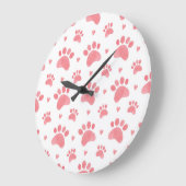 Cat Paws Watercolor-Muster Große Wanduhr (Winkel)