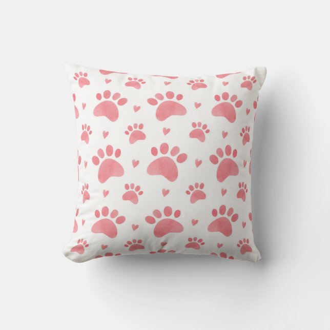 Cat Paws Watercolor-Muster Kissen (Vorderseite)