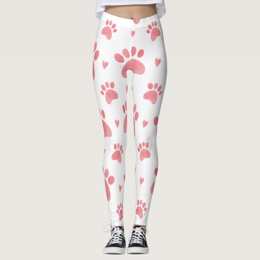 Cat Paws Watercolor-Muster Leggings (Vorderseite)