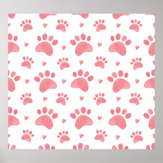 Cat Paws Watercolor-Muster Poster (Vorne)