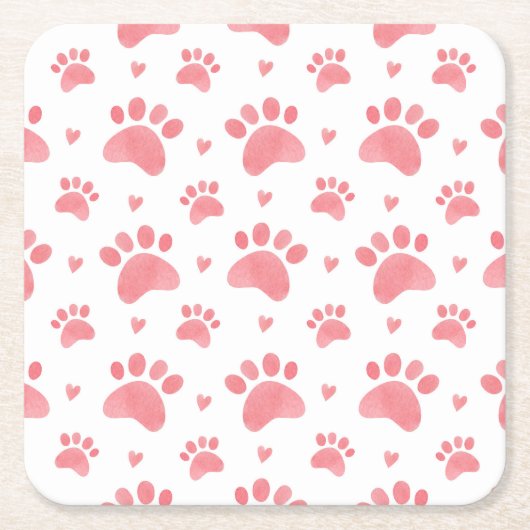Cat Paws Watercolor-Muster Rechteckiger Pappuntersetzer (Vorderseite)