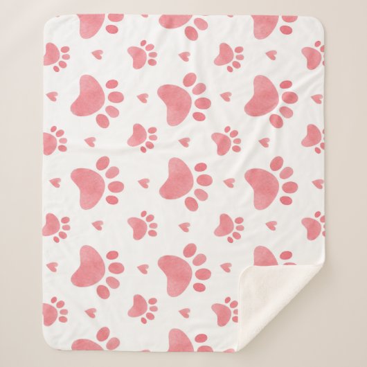 Cat Paws Watercolor-Muster Sherpadecke (Vorderseite)