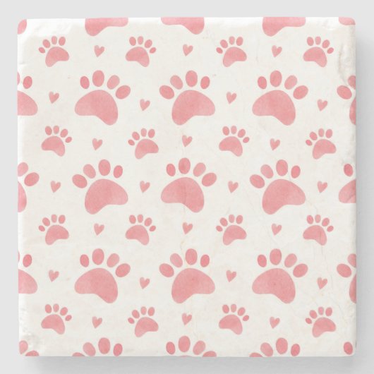 Cat Paws Watercolor-Muster Steinuntersetzer (Vorderseite)