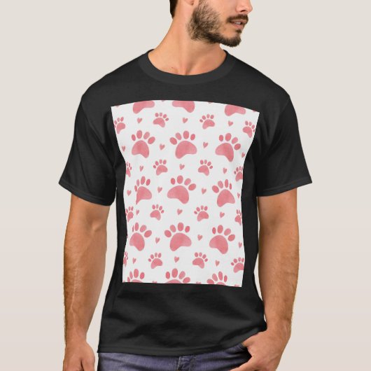 Cat Paws Watercolor-Muster T-Shirt (Vorderseite)