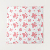 Cat Paws Watercolor-Muster Wandteppich (Vorderseite (Horizontal))