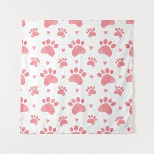 Cat Paws Watercolor-Muster Wandteppich (Vorderseite)