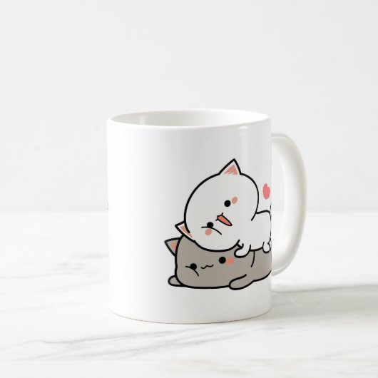 Cat peach and goma hug Throw Kaffeetasse (VorderseiteRechts)