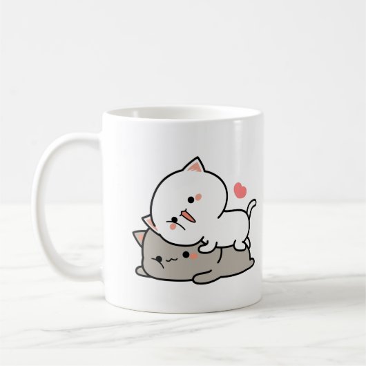 Cat peach and goma hug Throw Kaffeetasse (Links)