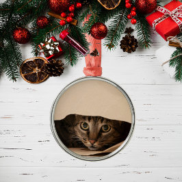 Cat Peeking aus einem Beutel Weihnachtsschmuck