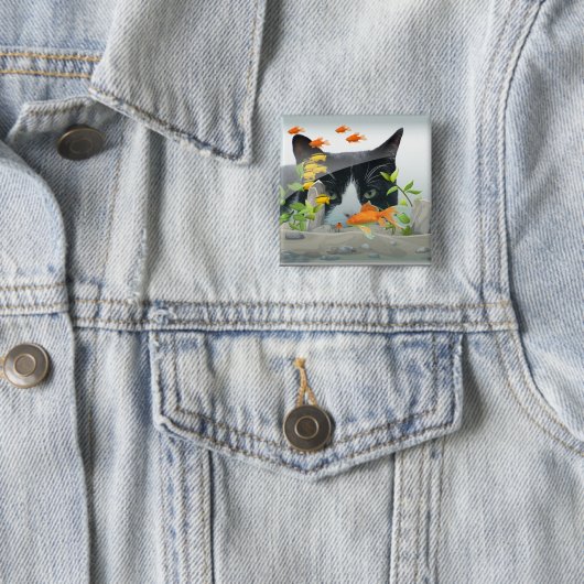 Cat Peering in Fish Tank Button (Beispiel)