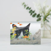 Cat Peering in Fish Tank Custom Foto Postkarte (Stehend Vorderseite)