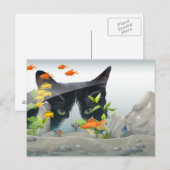 Cat Peering in Fish Tank Custom Foto Postkarte (Vorne/Hinten)