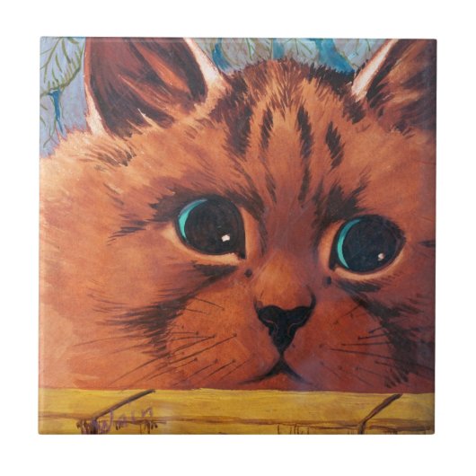 Cat Peering Over Wall, Louis Wain Fliese (Vorderseite)