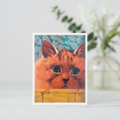 Cat Peering Over Wall, Louis Wain Postkarte (Stehend Vorderseite)