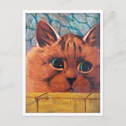 Cat Peering Over Wall, Louis Wain Postkarte (Vorderseite)