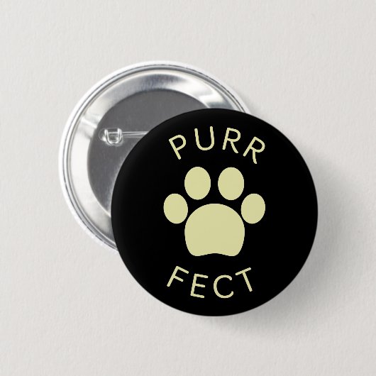 Cat Perfect Beige Purr Paw Print Button (Vorne & Hinten)