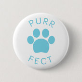 Cat Perfect Blue Purr Paw Print Button (Vorderseite)