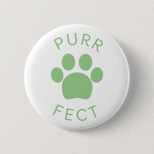 Cat Perfect Green Purr Paw Print Button (Vorderseite)
