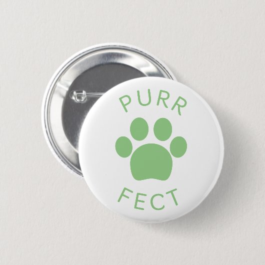 Cat Perfect Green Purr Paw Print Button (Vorne & Hinten)
